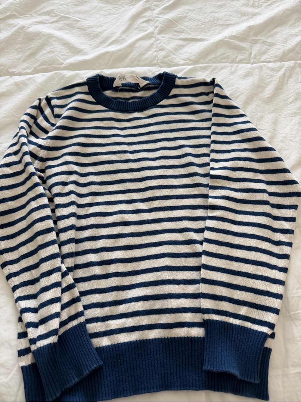 H&M Navy and Cream Striped Kids Sweater